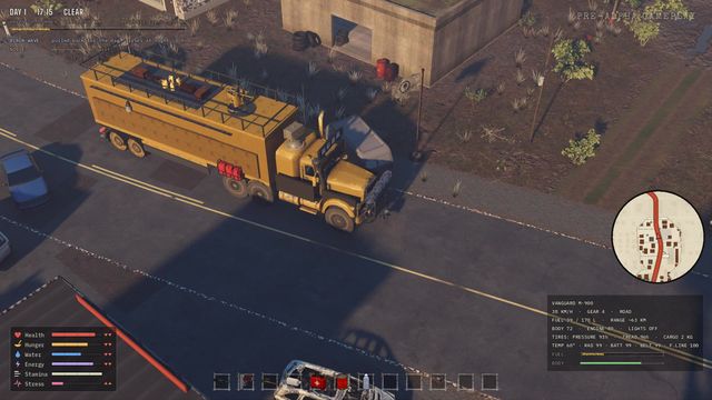 The rig on the road, with the HUD on