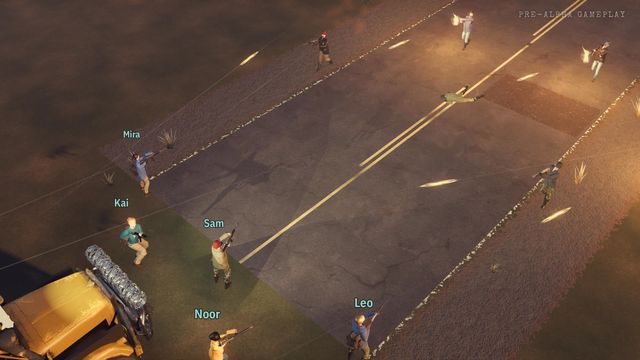 The crew fighting raiders on the road