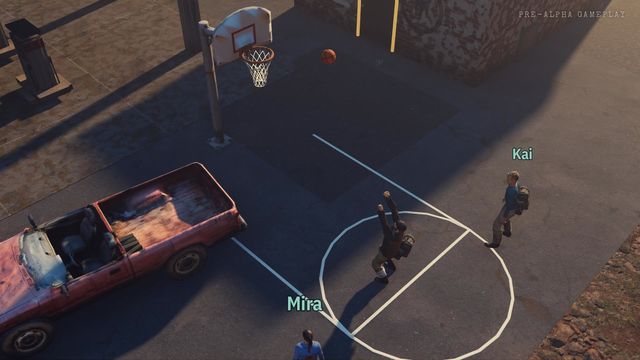 Basketball behind a gas station